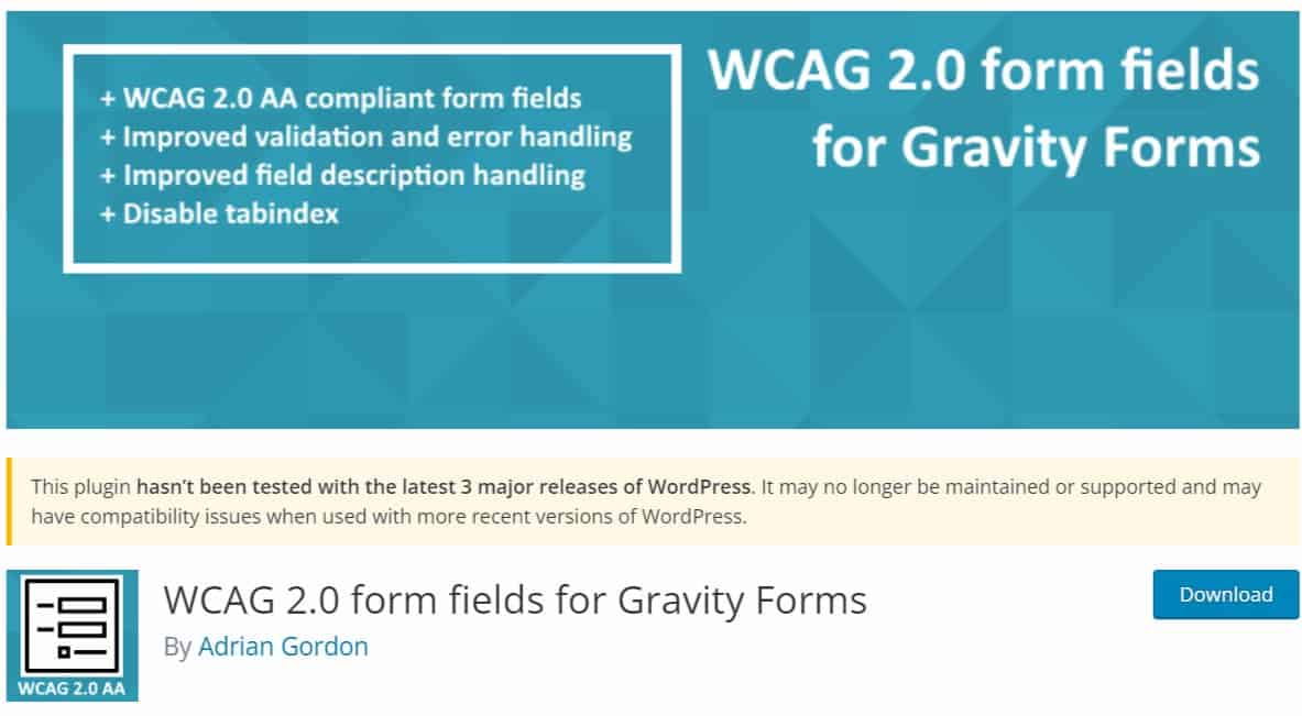 Download WCAG 2.0 form fields for Gravity Forms