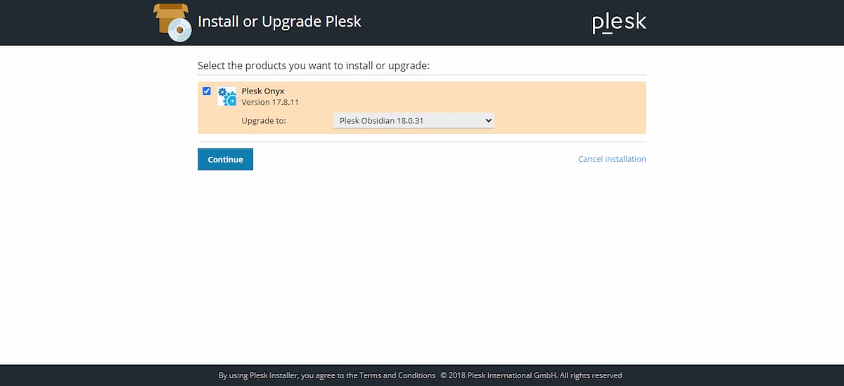 actualizar hosting a Plesk Obsidian 18.0.31